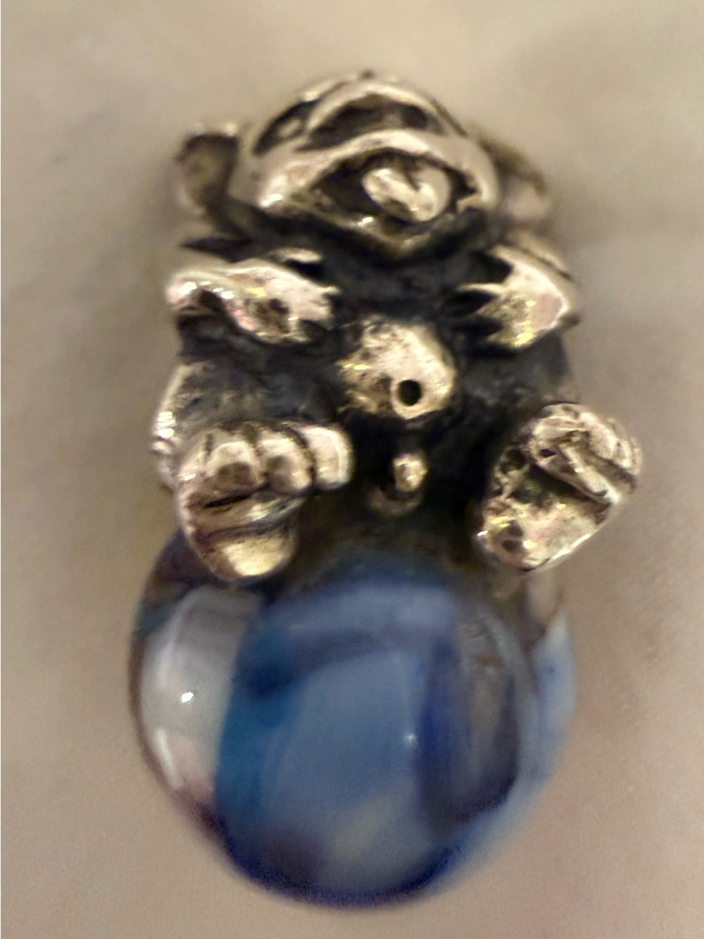 Trollbead Glass and Silver Troll Charm for bracelet retired